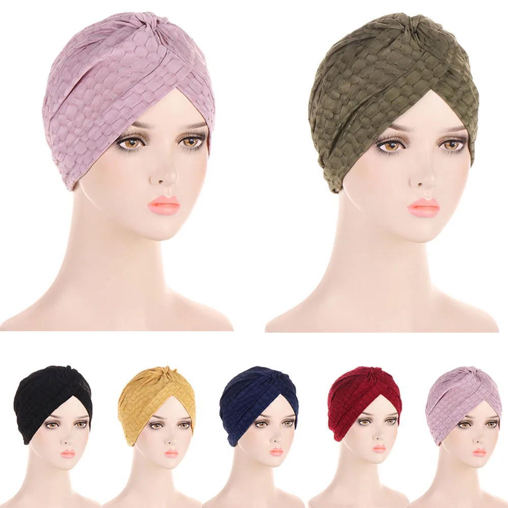 Muslim Jersey Hijab Turban Cap Forehead Cross Soild Color Turbante Hat Islamic Headwear India Bonnet for Women Inner Hijab Caps