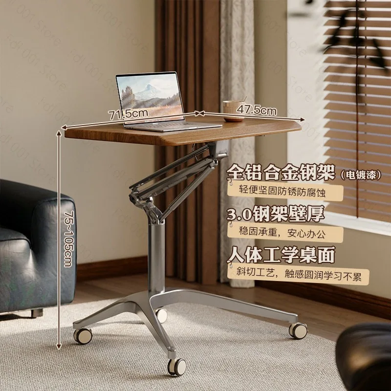 Pneumatic Standing Desk, Height Adjustable Mobile Laptop Table for Home Office, Small Sit Stand Workstation