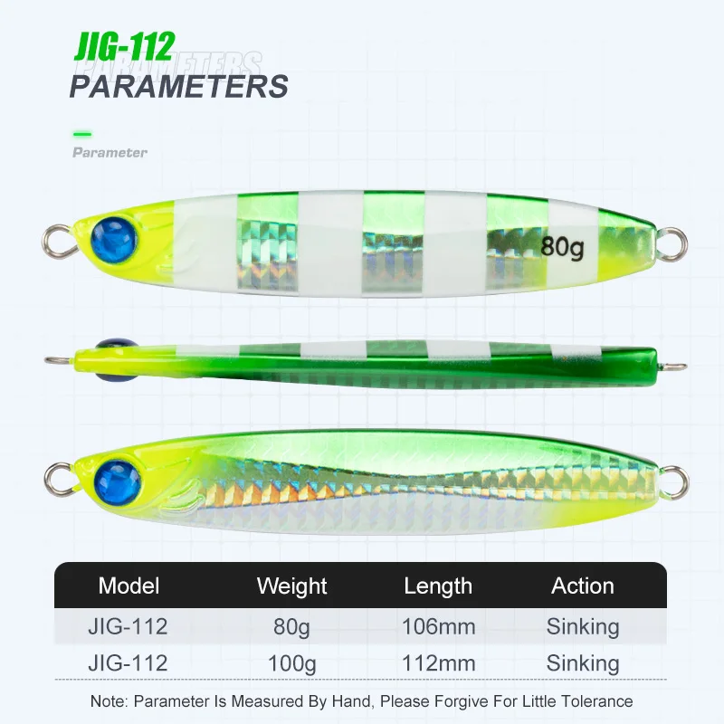 TEASER J112 80g/10.6cm 100g/11.2cm  Fishing Jigs Metal Lures Fast Speed Sinking Sea Jigbait Saltwater Tuna Fishing Jigging Lure