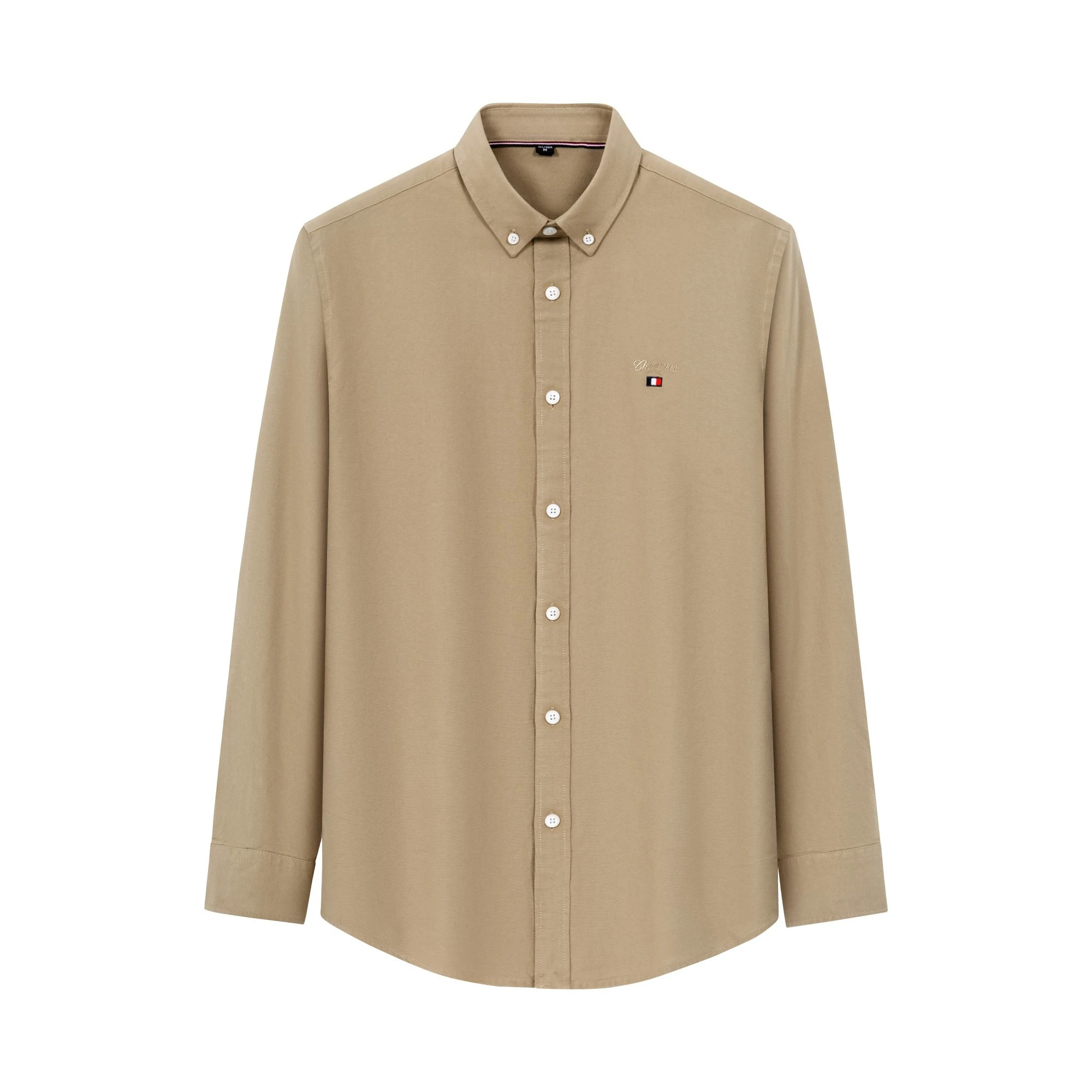 Men 100% Cotton Oxford Shirt Long Sleeve Solid Color Button Down Collar Casual Business Anti-wrinkle Breathable Tops