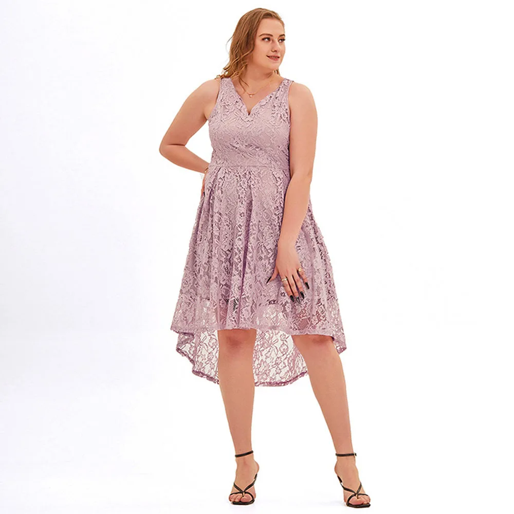 Plus Size Dresses For Women 2023 Sexy Sleeveless Tank Dress Summer Asymmetrical V-neck Elegant Evening Party Dresses Large Size