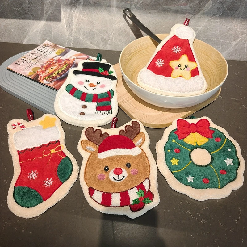 Christmas Santa Claus Hand Towels for Kitchen