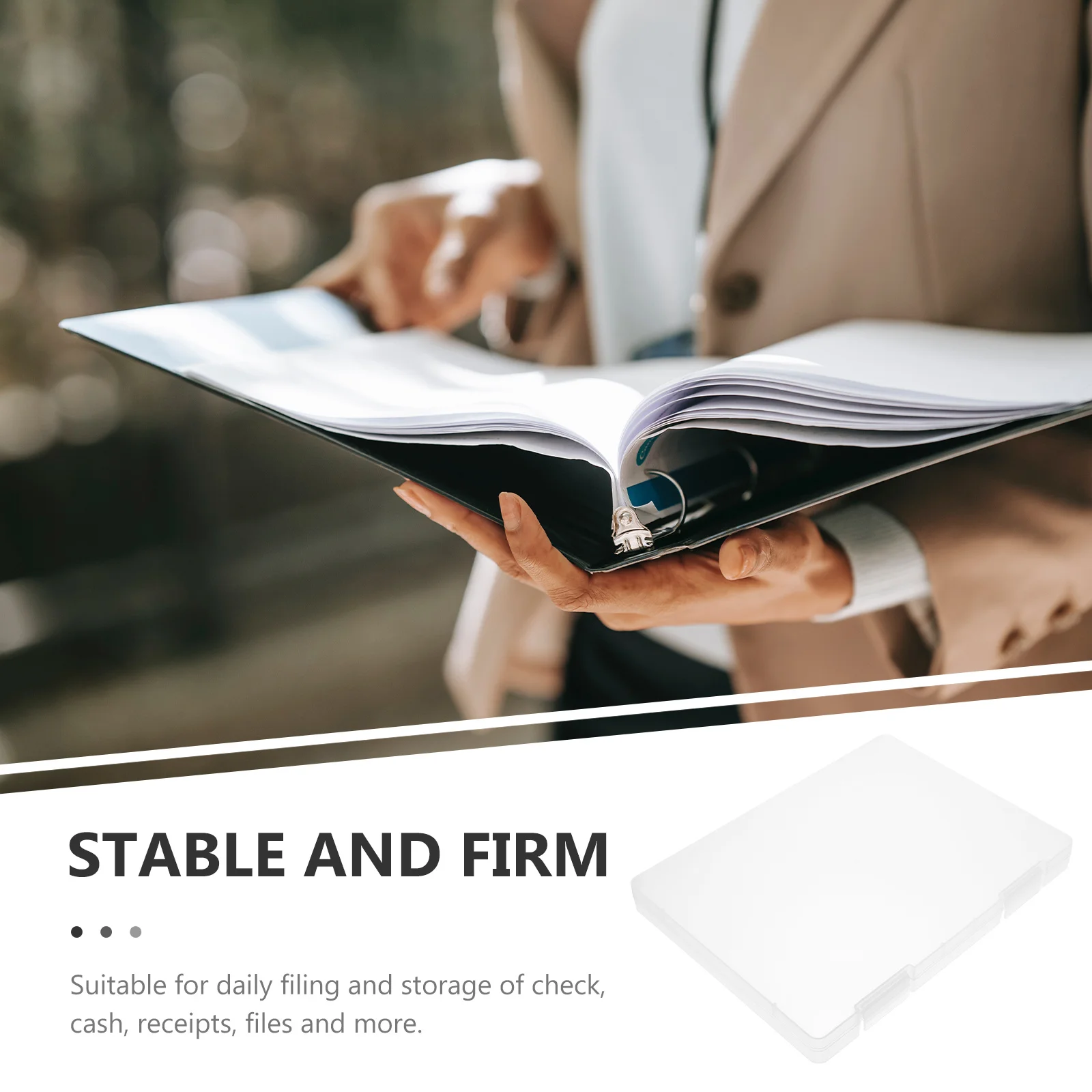 

File Box Plastic Clear Portable Document Storage Case Large Capacity Office Organizer for Files Receipts and Photos