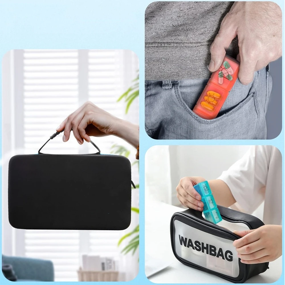 

Month Medicine Organizer Box 3 Times A Day, Medicine Pill Boxes with 32 Daily Compartments & Portable Travel Medicine Organizing