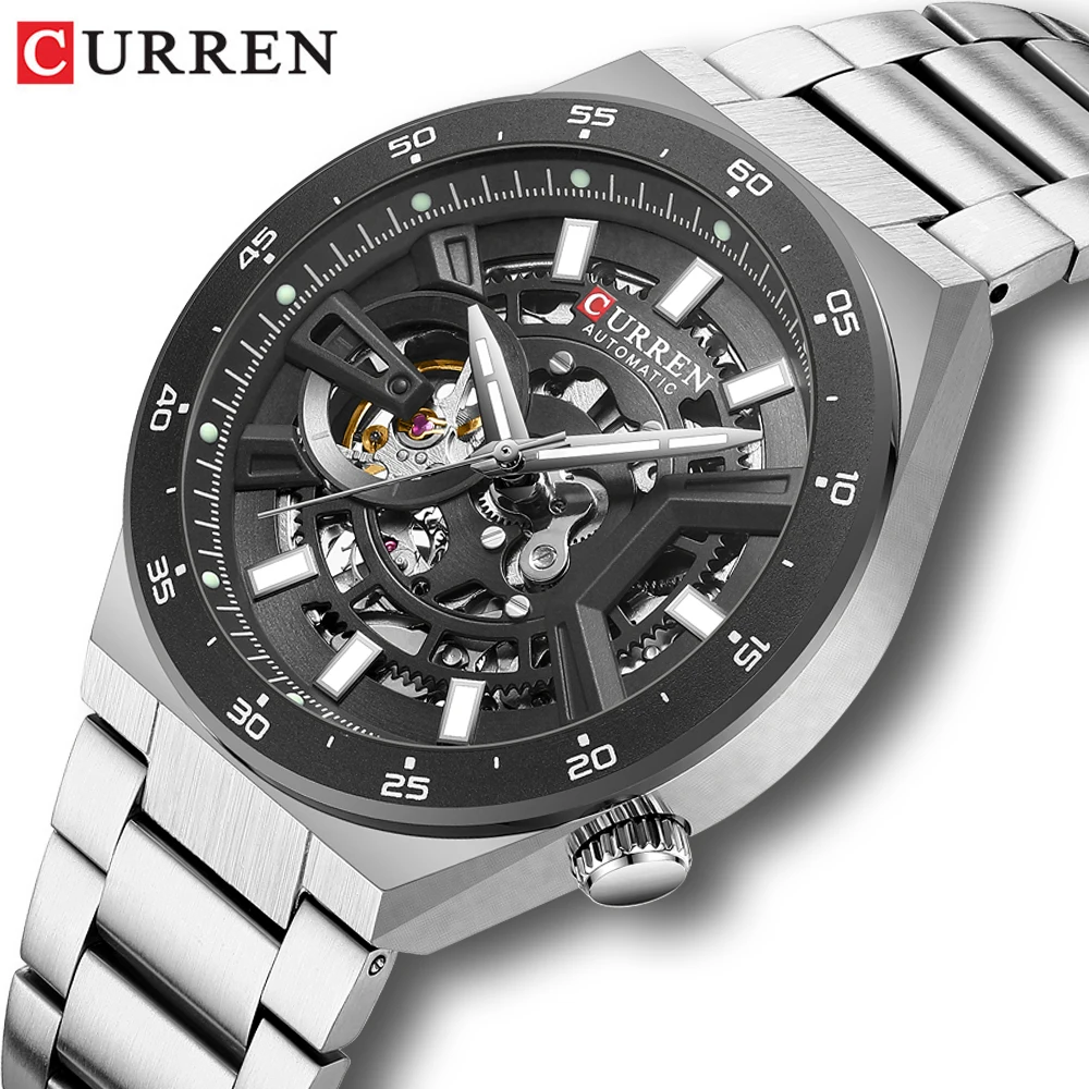 CURREN Men automatic watch business date mechanical watches waterproof stainless steel luminous luxury mens watch boyfriend gift