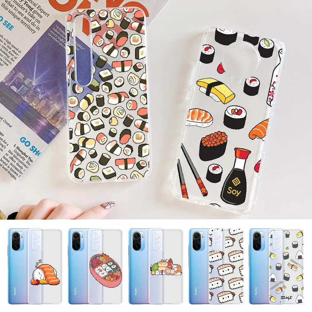 Food Sushi Phone Case For Samsung S 20 21 22 23 For Redmi Note7 8 9 10 For Huawei P20 30 40 Clear Case