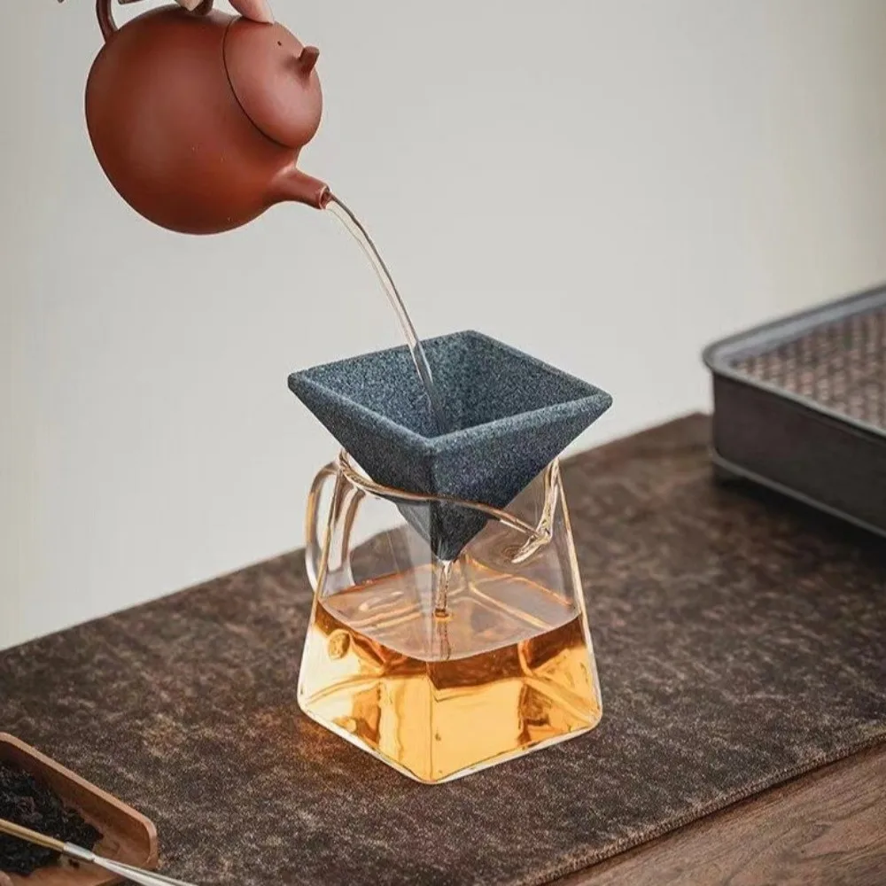 Tabletop Decoration Inverted Pyramid Tea Strainer Triangular Iron Base Ceramic Micropores Tea Infuser Black Teas Ceremony