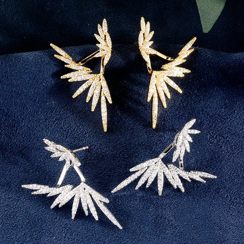 

Uilz Delicate Design Crystal Wing Stud Earrings for Women Fashion Luxury CZ Stone Women's Earring Party Jewelry Accessories