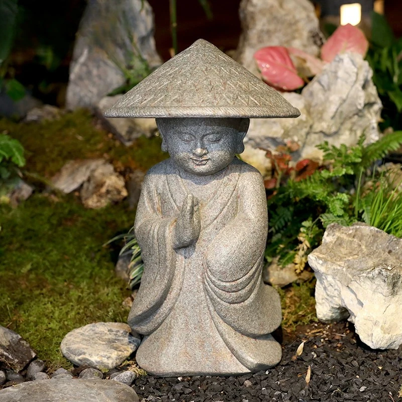 New Chinese-style courtyard Zen novice monk landscaping decoration outdoor garden layout landscape sketch floor ornament