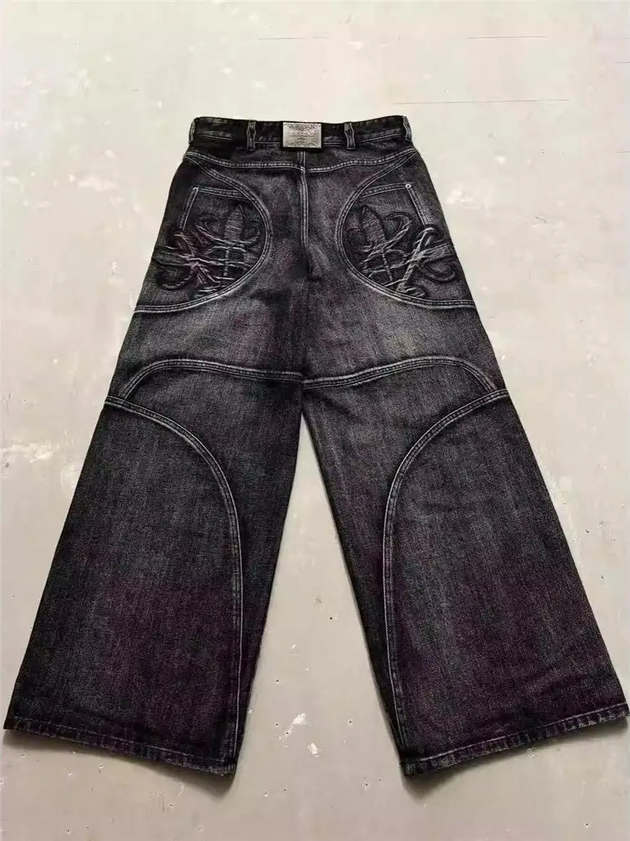 

Slimming Straight American Retro Black Grey Jeans High Street Men's Fashion High Waist Cotton Denim Casual Straight Leg Jeans
