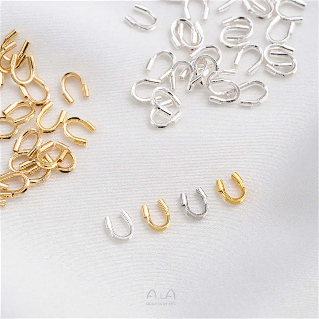 14K Gold-coated High-quality U-shaped Horseshoe Buckle Thread Protector Buckle Beaded Steel Wire Handmade Diy Accessories