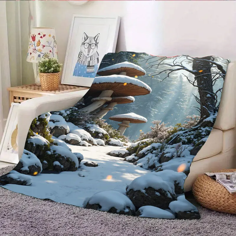 1 قطعة بطانية الفانيلا "حكاية خرافية الغابات مشهد الثلوج بطانية رمي مريحة"