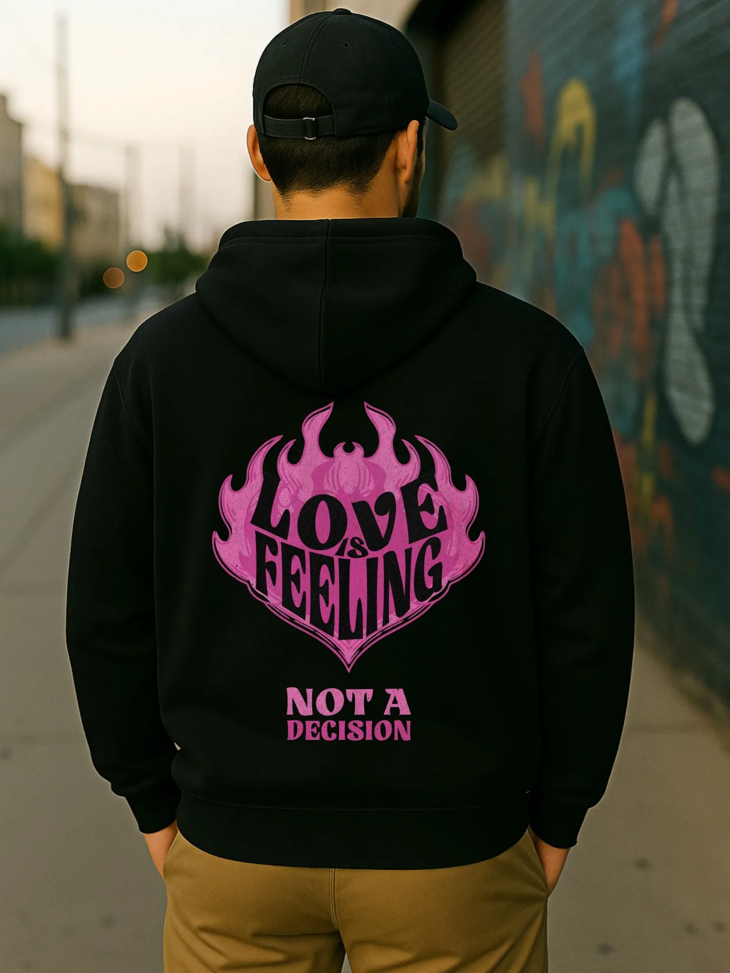 هوديي جرافيك للرجال، حب - طباعة حروف ملمس، نمط كاجوال، قماش ناعم، للرجال والمراهقين، للارتداء اليومي #2