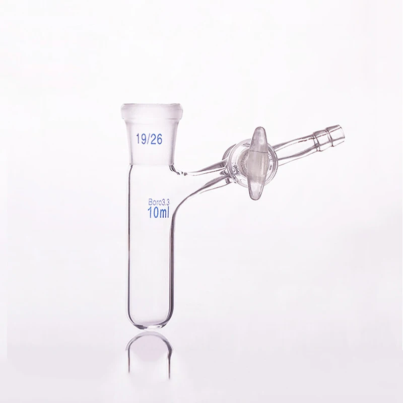 Reaction tube with PTFE valve and standard ground mouth,Capacity 25ml and joint 14/23,High borosilicate glass