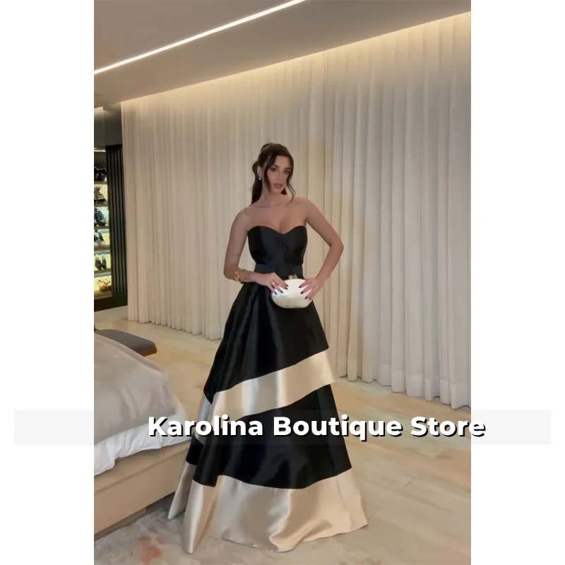 Passen Sie das schwarze trägerlose mehrlagige A-Linie-Abschlussballkleid an. Elegante ärmellose Vestidos de Noiva. Bodenlange Abendkleider 2025