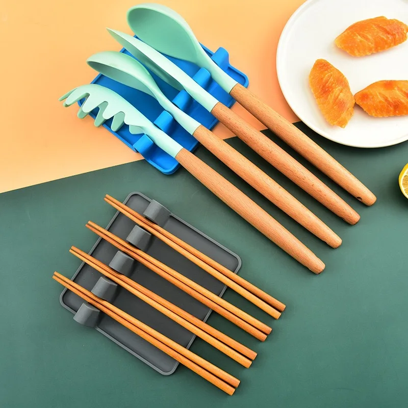 Spatula Utensil Rest Multifunctional Pot Lid Holder for Spoon Chopsticks Kitchen Countertop Organizer Heat‑Resistant Pad