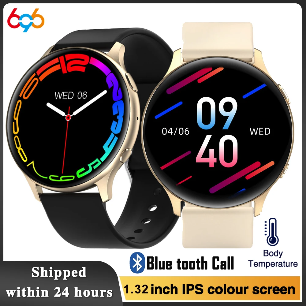 Smart Watch Men Women Blue Tooth Call Smartwatch Voice Assistant Waterproof Heart Rate Temperature Bracelet Sports Music Watches