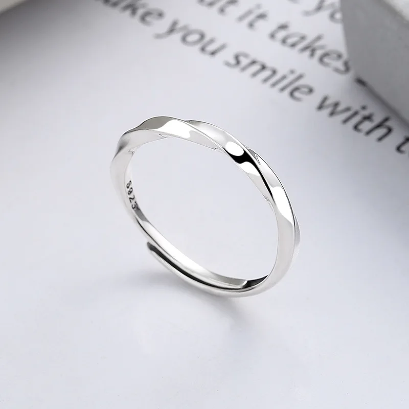 Ryju 925 Sterling Zilveren Gedraaide Ring Voor Vrouwen Eenvoudige Verstelbare Mobius Ring Minimalistische Stapelbare Sieraden Jubileum Geschenken