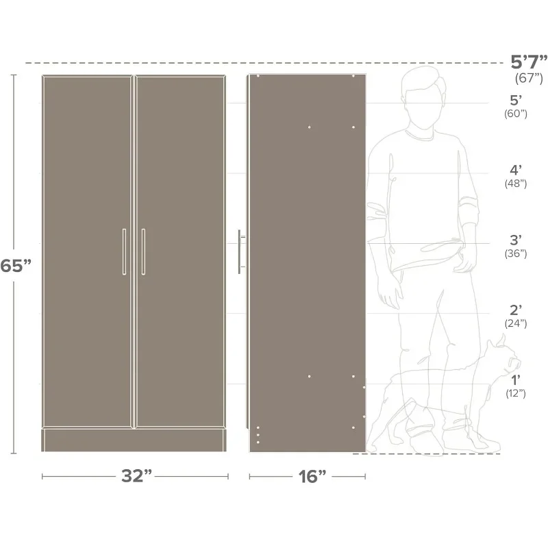 Kabinet penyimpanan Elite Prepac 32 ", kabinet penyimpanan abu-abu Drifted, kabinet kamar mandi, kabinet dapur