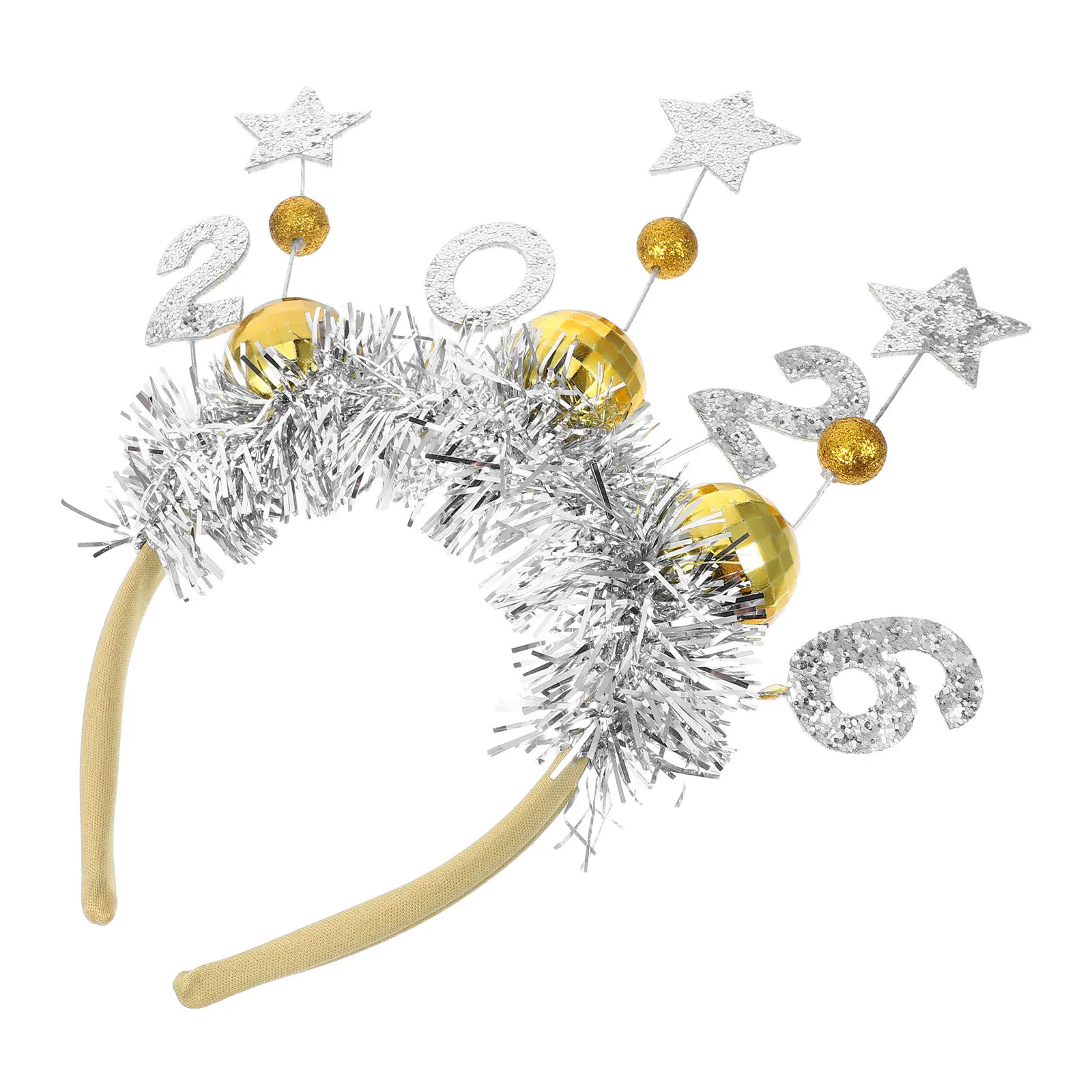 

2026 New Year Party Headband Glitter Star Disco Ball Hair Hoop Festive Photo Booth Prop Holiday Headwear for Women Graduation