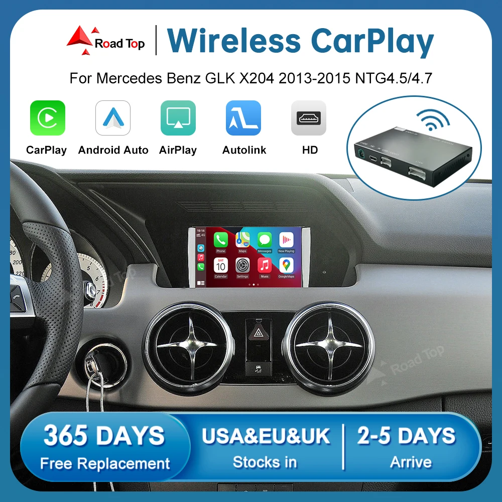 

Road Top Wireless CarPlay Android Auto for Mercedes Benz GLK Class X204 NTG4.5/4.7 2013-2015 with Mirror Link AirPlay Functions
