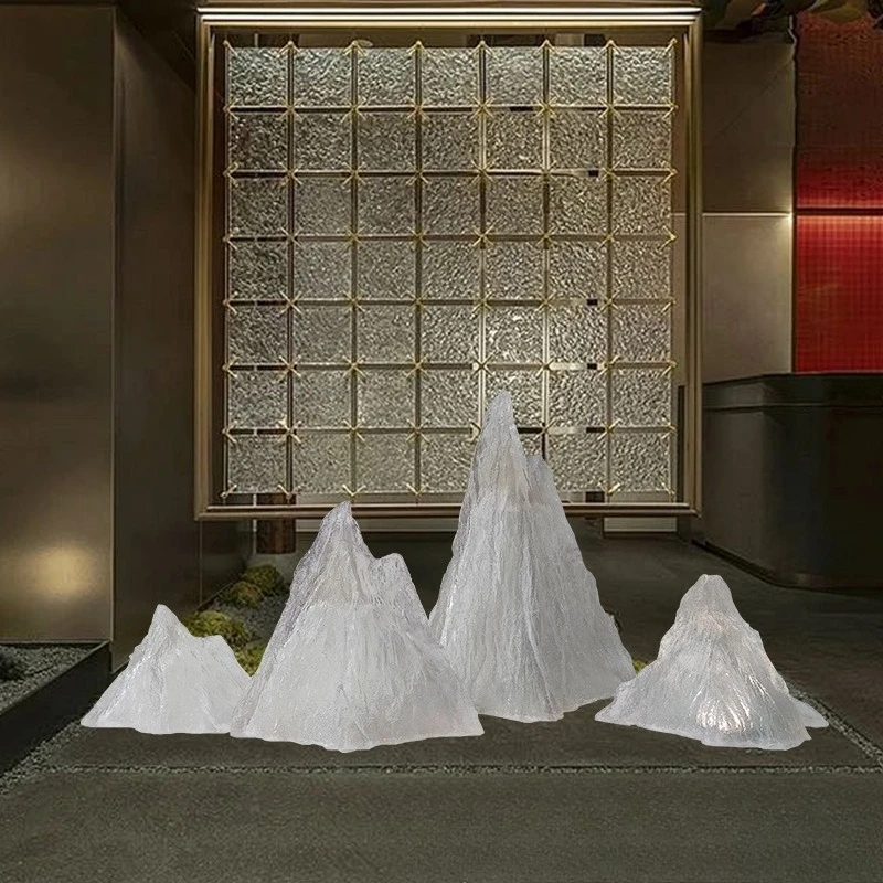 Modern creative transparent iceberg sculpture hotel sales office model room villa resin rockery soft decoration