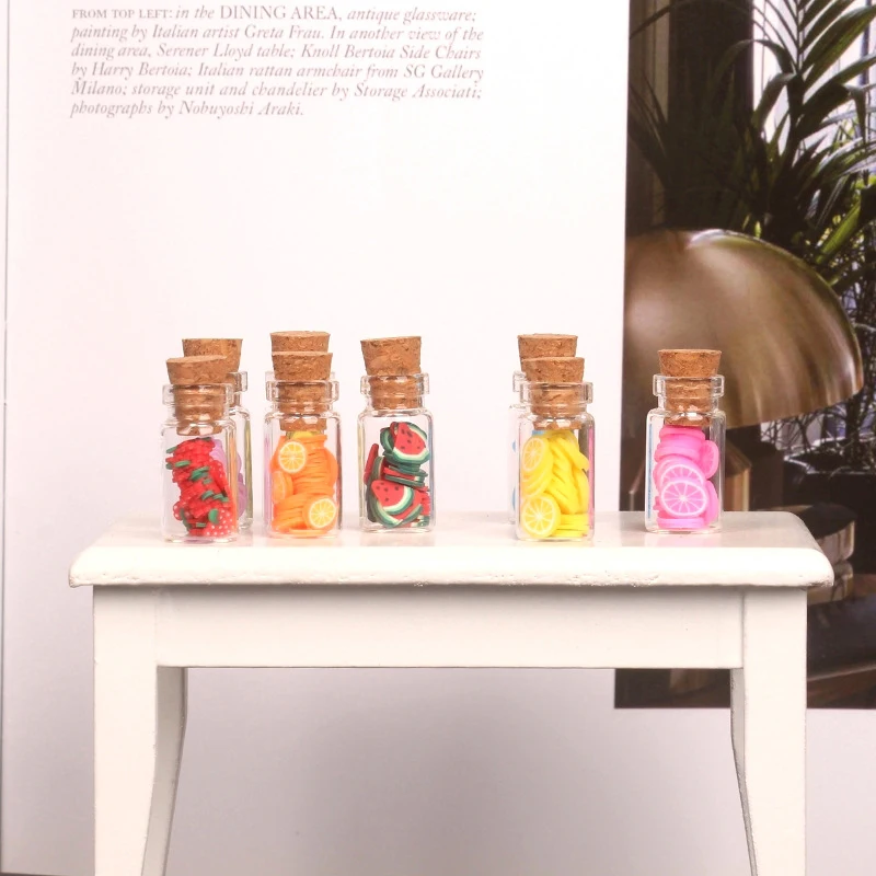 5Pcs/set Random Dollhouse Miniature Fruit Assorted Glass Cans 1:12 Dried Fruit Jar Kids Pretend Play Toy Doll House Accessories