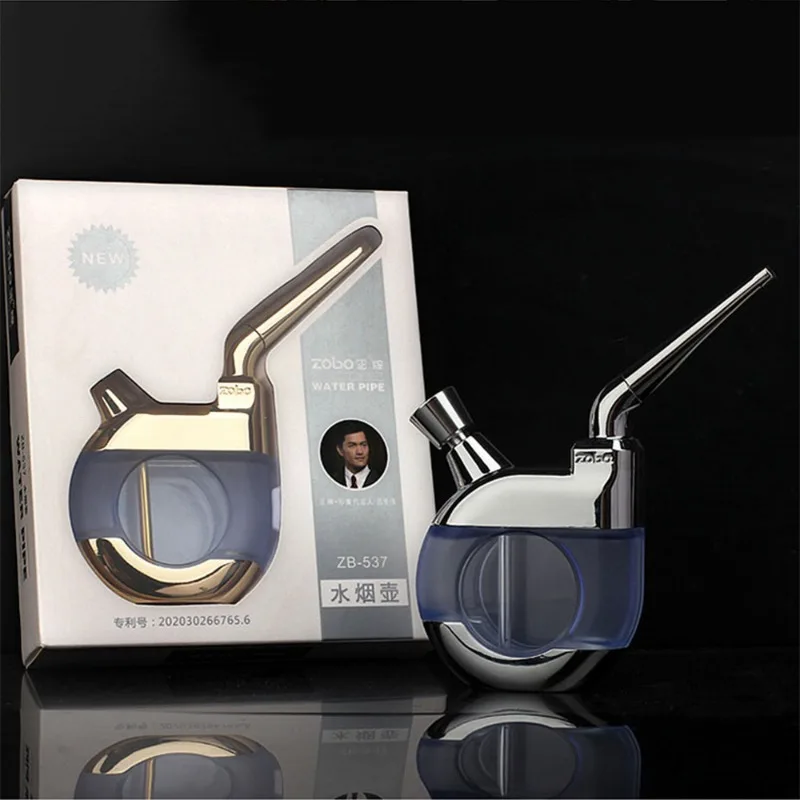 MOONSHADE Portable Cigarette Cut Tobacco Integrated Water Pipes Smoking Grass Zinc Alloy Double Filtered Hookah Set Pipes Tools