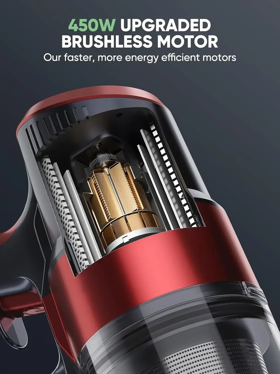 Vacuum Cleaner, 450W 40Kpa Stick Vacuum with Touch Screen, 55 Mins Runtime Rechargeable Vacuum, Lightweight Powerful Vacuum Clea