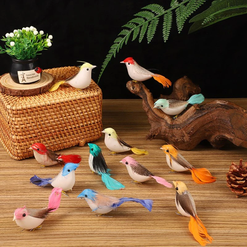 12 Pcs Creative Simulation Feather Bird Artificial Foam Fake Bird Crafts 10* 6cm Home Garden Decoration Easter Decoration Gifts