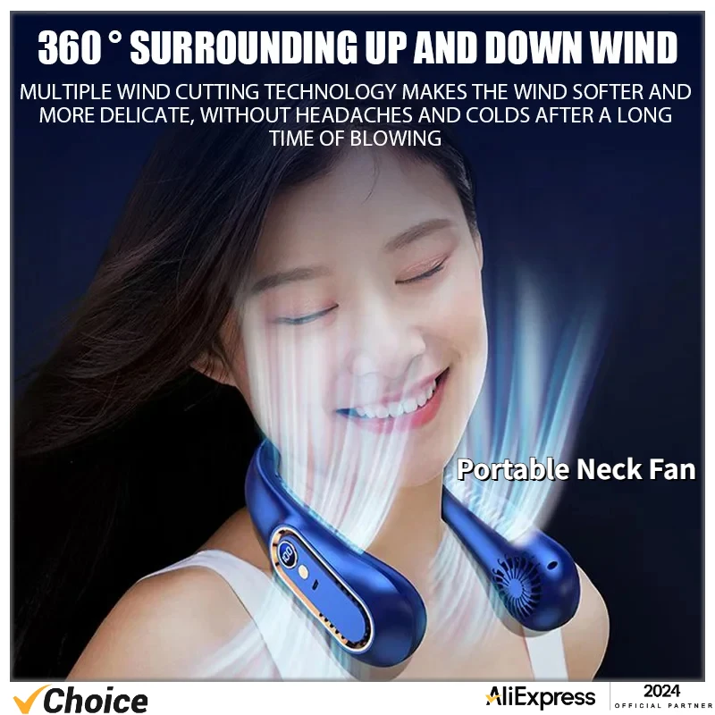 휴대용 미니 걸이식 목 선풍기, 블레이드리스 넥밴드, 선풍기 디지털 디스플레이 전원 에어 쿨러, USB 충전식 전기 선풍기, 가정용 여름 Best5 휴대용 미니 걸이식 목 선풍기, 블레이드리스 넥밴드, 선풍기 디지털 디스플레이 전원 에어 쿨러, USB 충전식 전기 선풍기, 가정용 여름 Best5