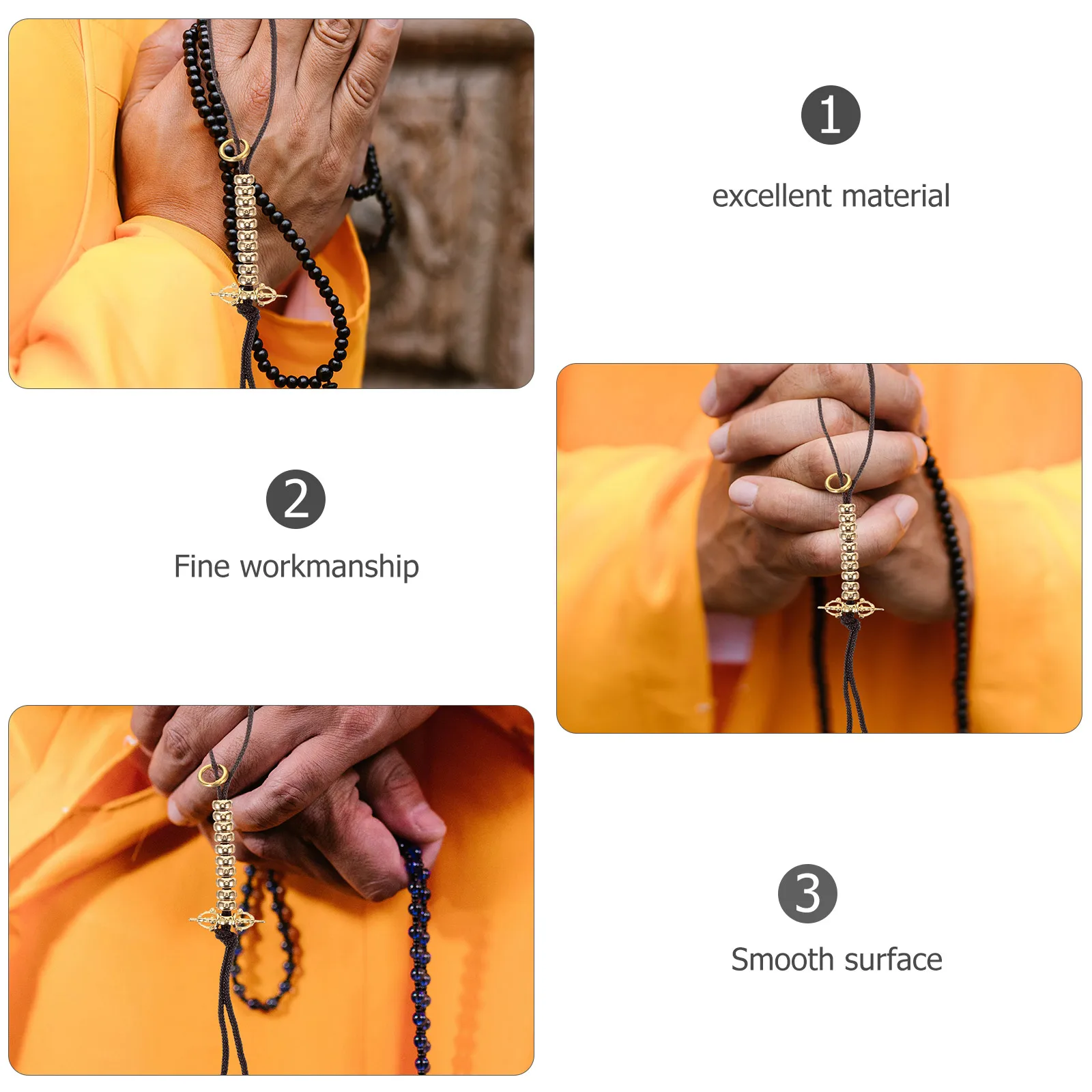

2 Pcs Bead Counter Natural Digital Prayer Beads Finger Metal Buddah Necklace Fashion
