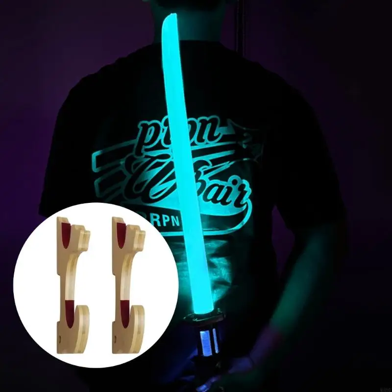 

Modern Horizontal Lightsabers Wall Rack Regulable Wooden Swords Holder for Collections and Decorative Showcases W89F