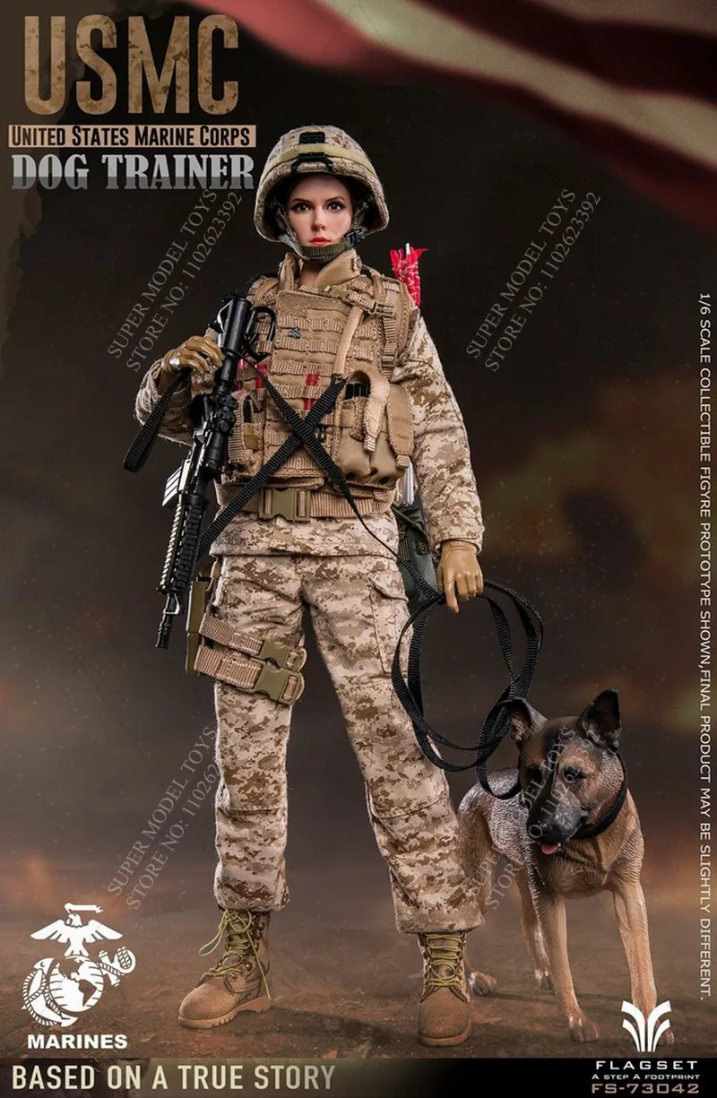 In Stock FLAGSET FS73042 1/6 Scale Female Soldier US Marine Corps Female Dog Trainer Full Set 12-inches Action Model Toys