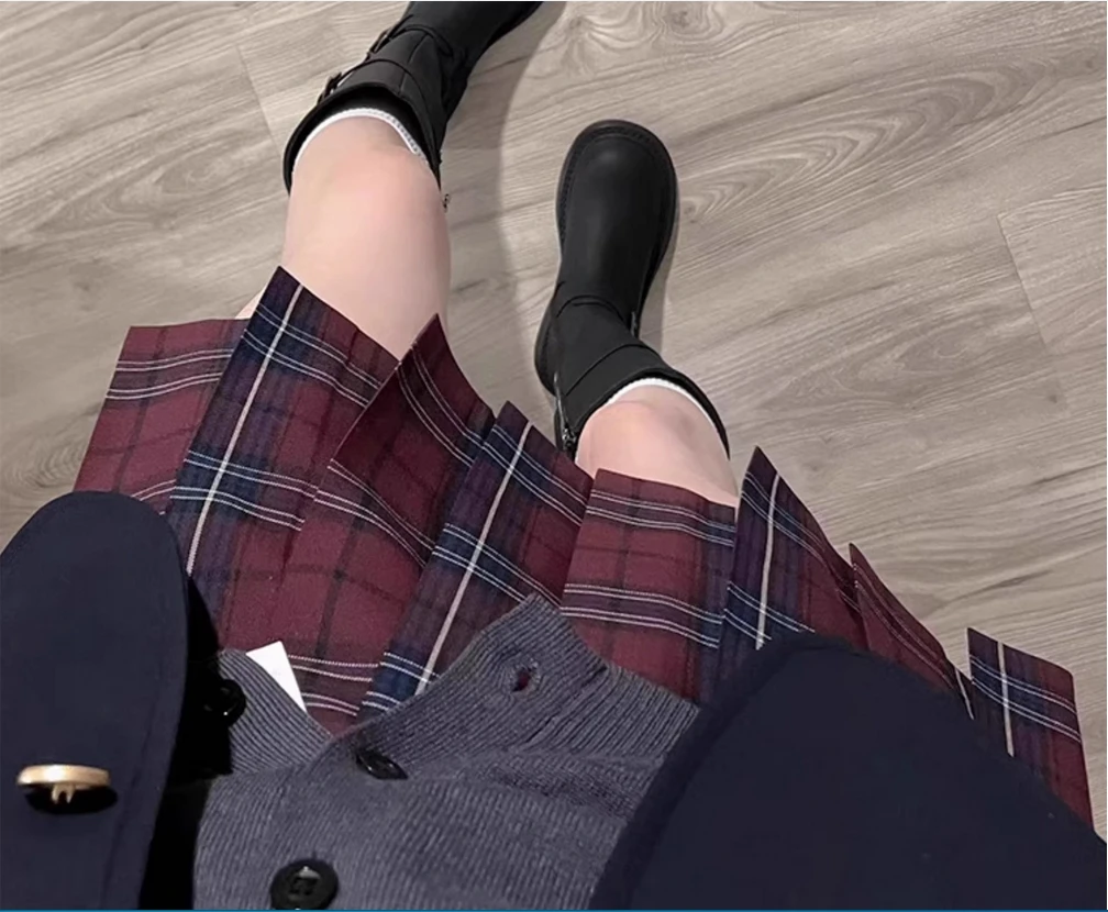 

Girls' Twilight dyed plaid dress JK uniform school supply sense pleated skirt red plaid versatile JK skirt