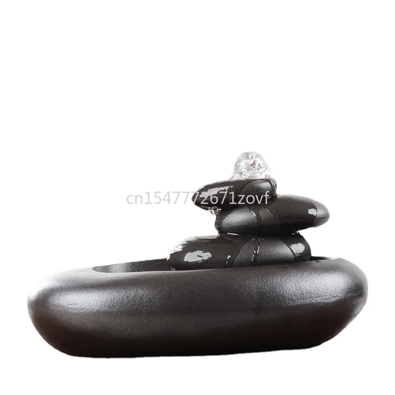 Desktop Feng Shui Crafts Indoor Waterscape Home Decoration Gift Ceramic Multi-layer Stone Design Water Fountain Ornaments Office