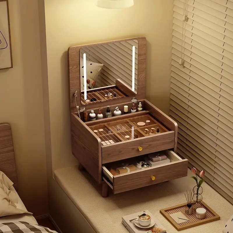 cover bay window dresser bedroom small apartment makeup table Internet celebrity ins wind multi-functional solid wood clamshell