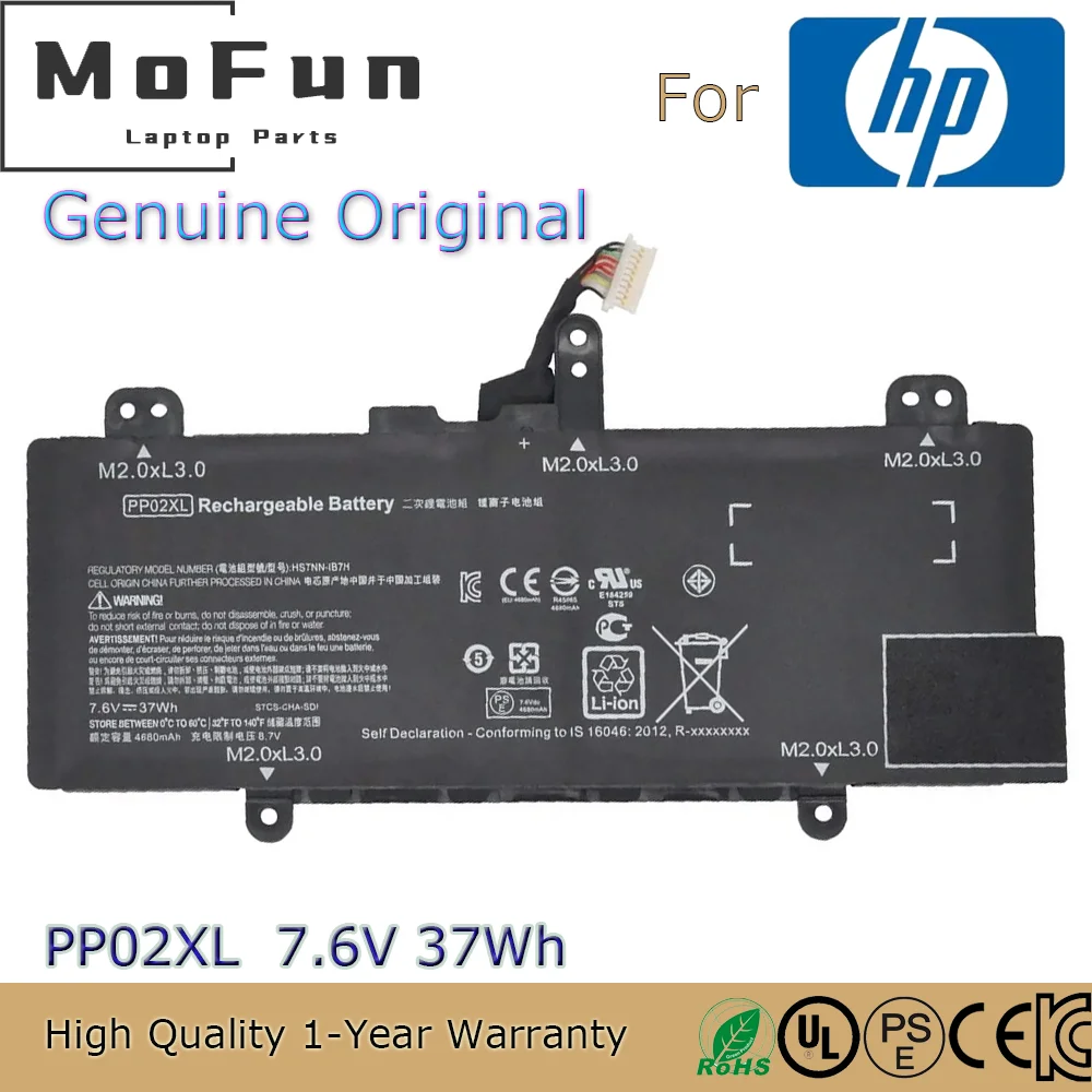 Batería de ordenador portátil PP02XL, 7,6 V, 37WH, para HP Pavilion 11-S001TU 11-S002TU 11-S003TU, HSTNN-IB7H, Original, nuevo