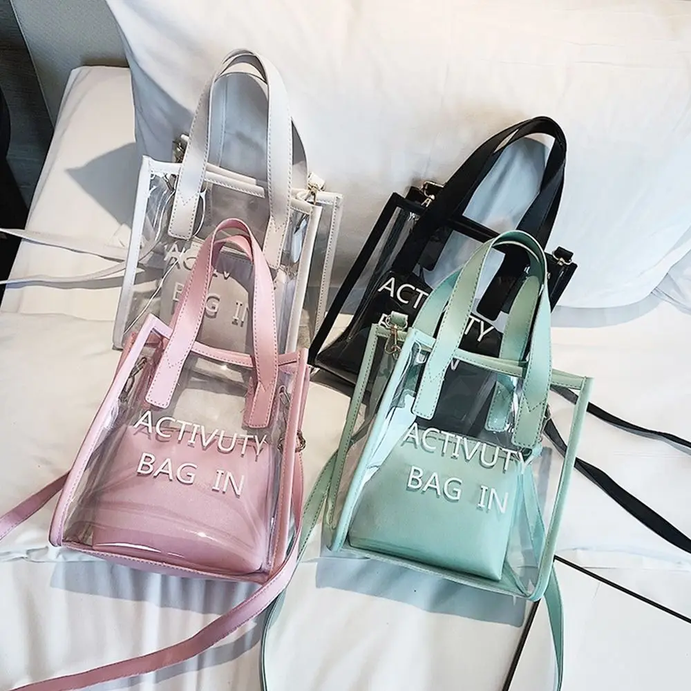 New PVC Jelly Bag Women Transparent Handbags Summer Beach Clear Shoulder Bags Fashion Crossbody Bags