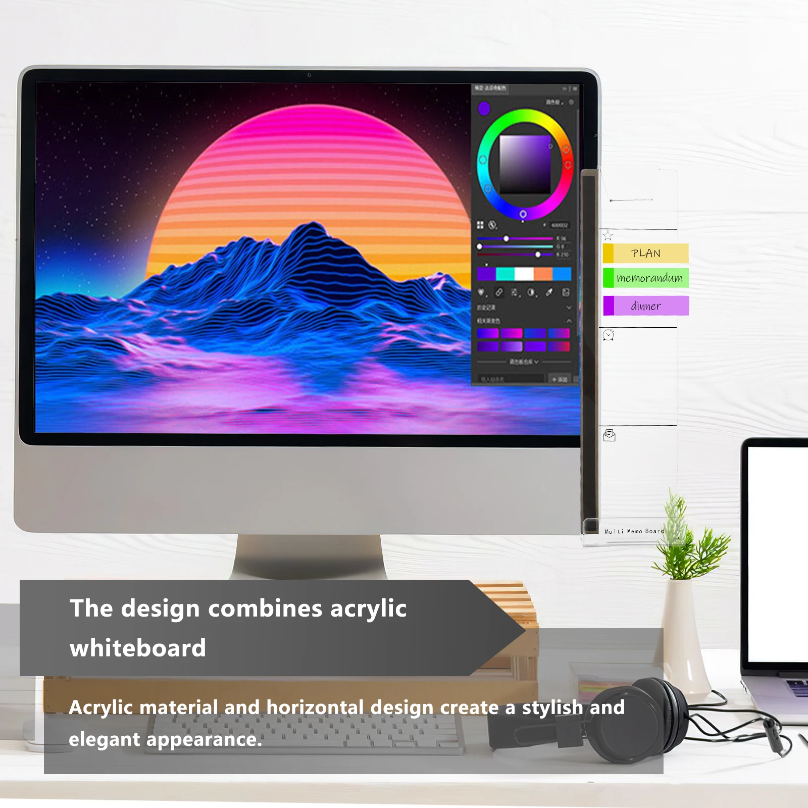 

2 Pcs Computer Screen Sticker Board Monitoring Memo Acrylic Message