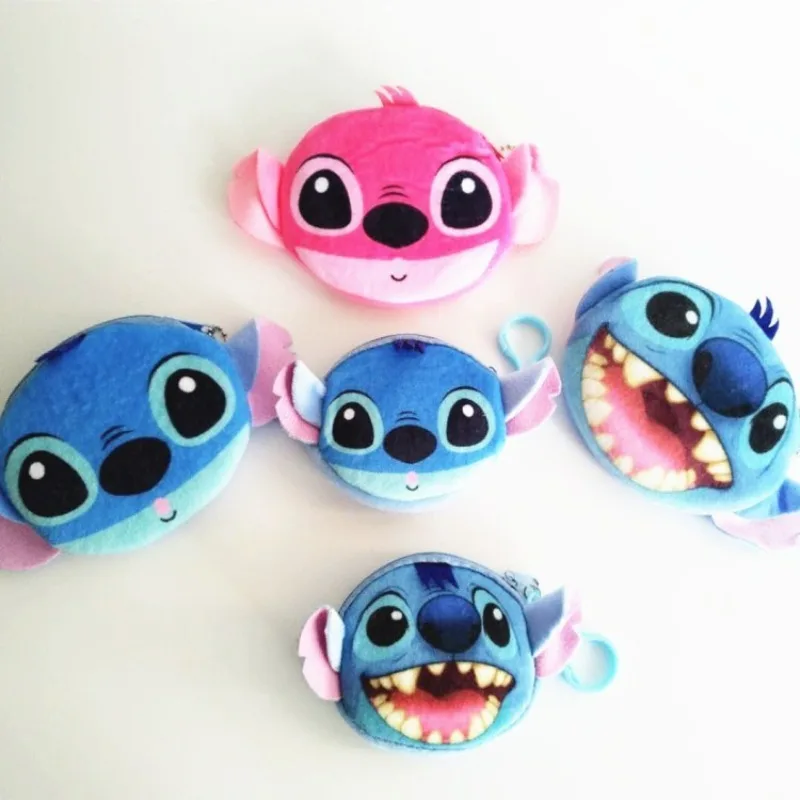 Disney Animation Stitch Coin Purse Student Card Bag Cartoon Lilo and Stitch Plush Card Bag Coin Bank Card Storage Bag