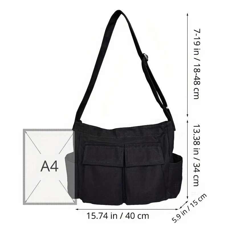 Damen-Umhängetasche aus Canvas mit großem Fassungsvermögen, lässige Schulterhandtasche, solide Designer-Schultasche für Damen – Detail 4