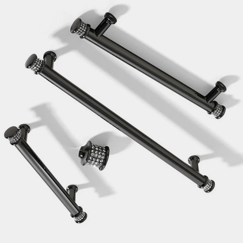 2pcs Set Rural Style Crystal Light Luxury Cabinet Door Handle, Wardrobe Cupboard Drawer Cabinet Door Handles