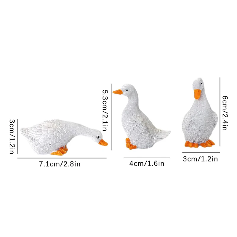3pcs Cute White Duck Hydroponic Lotus Flower Pot Retro Resin Statue Outdoor Sculpture For Home Office Desk Garden Desk Decor - view 6