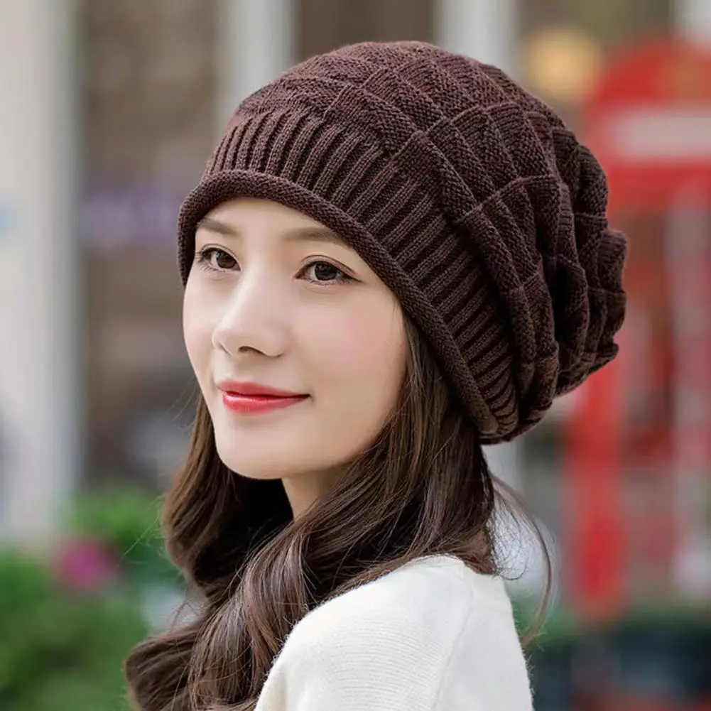 Winter Unisex Knitted Hat Stretchy Windproof Ear Hat Hip Hop Warm Daily Wear Cap Hiking Traveling Shopping Piled Cap