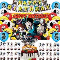 Umi My Hero Academia Theme Birthday Party Supplies Decorative Cartoon Birthday Balloon Banner Backdrop Cupcake Topper Kid Gifts