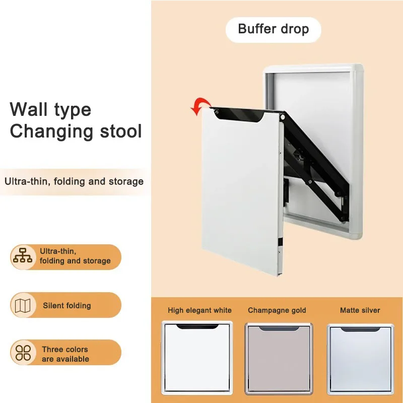 Ultra-Thin Folding Stool Wall Mounted Shoe Changer Chair Hidden Type Furniture For Doorstep / Bathroom Storage And Change Shoes