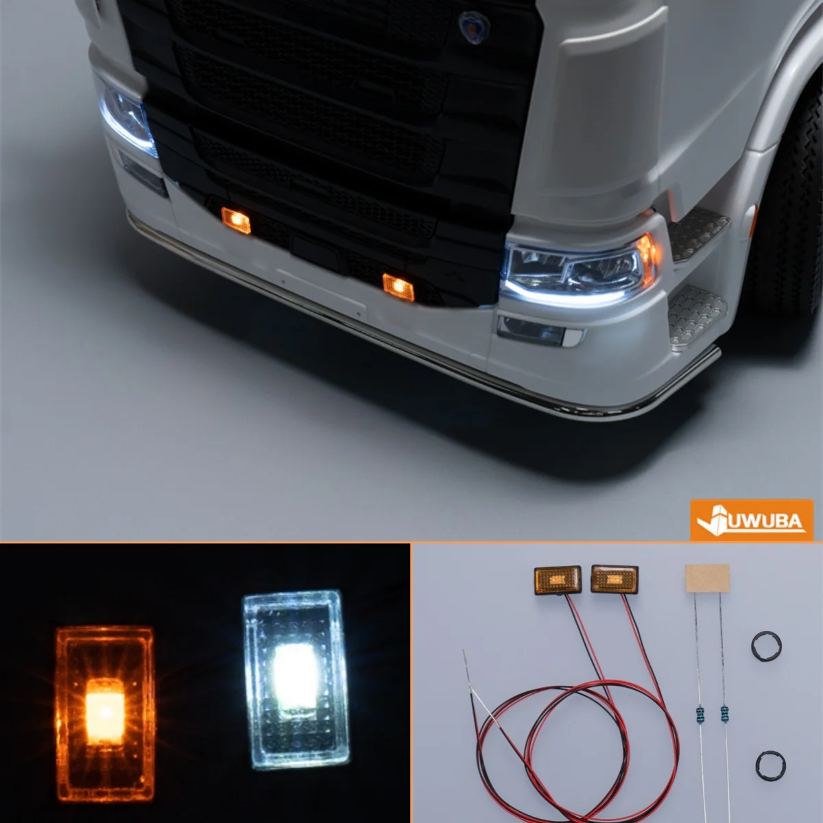 LED 3V Headlamps warning light lamp side lights RC scale lighting For 1/14 Tamiya RC tractor truck 770S 56368 MAN TGX R620 FH16