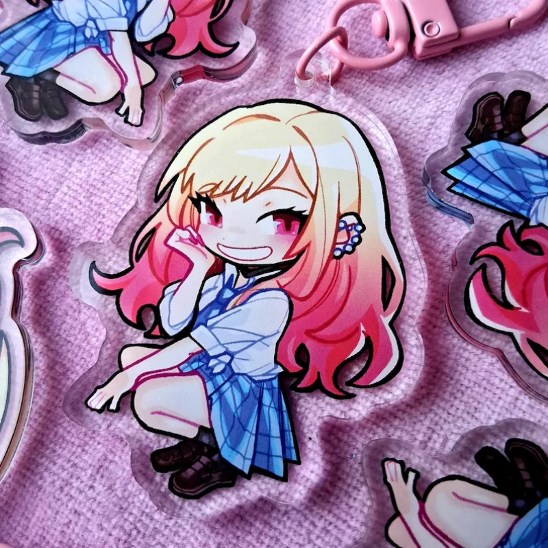 Customizable Acrylic Keychain Double-Sided Design Inspired by Dress-up Dolls Fashionable Accessory for Organization