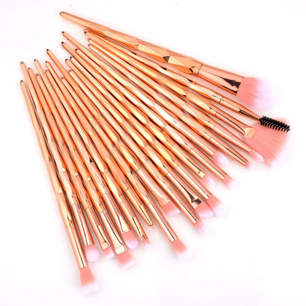 20pcs Makeup Brush Set Rose Golden Soft Bristles Full Face Tools For Foundation Eyeliner Lip Women'S Makeup Kit